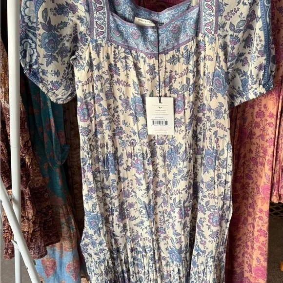 Spell Folk Song Square Neck Gown Sky